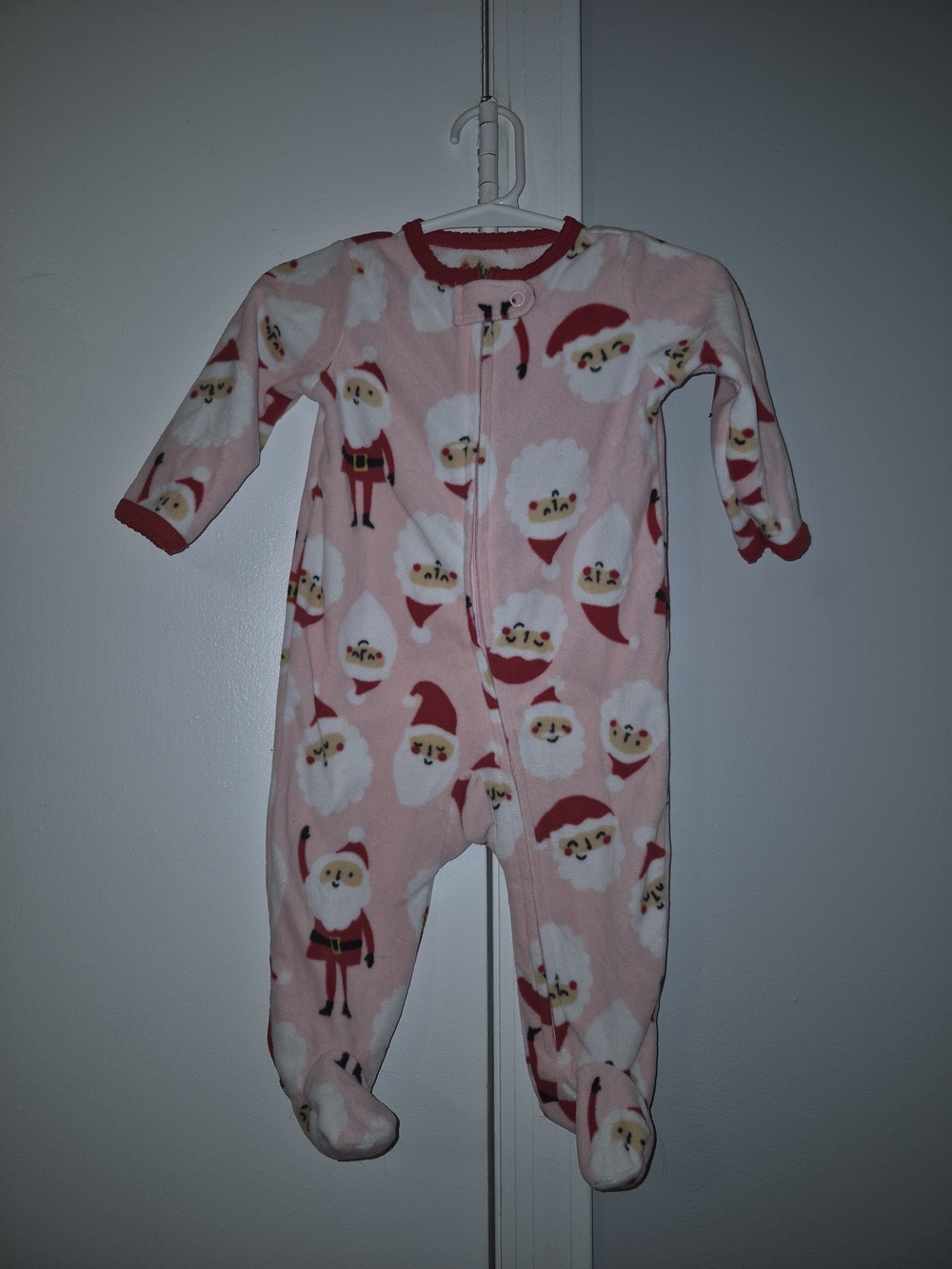Carter's 6 Month Pink Santa Print Footed One-Piece Pajamas - Kids